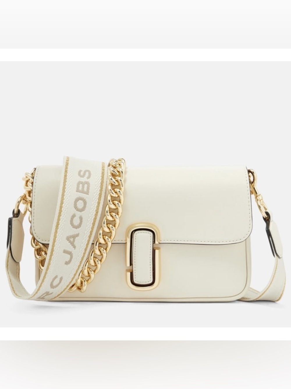 Marc Jacobs Cream Crossbody with Gold Chain and Branded Strap